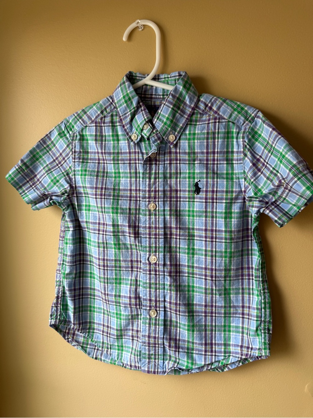 Ralph Lauren Boys' Green & Blue Plaid Button-Down Shirt 2T